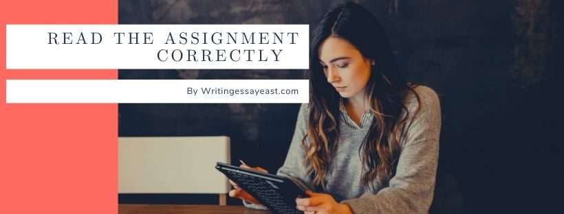 Banner for an article about How to read the assignment correctly with a girl reading something on the laptop